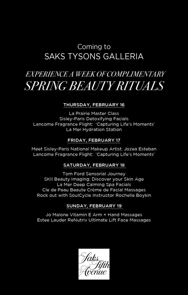 Saks Spring Beauty Week Schedule 