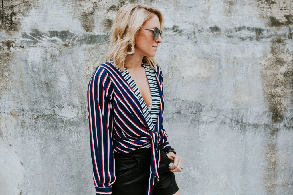 Zara STRIPED BODYSUIT WITH FRONT KNOT