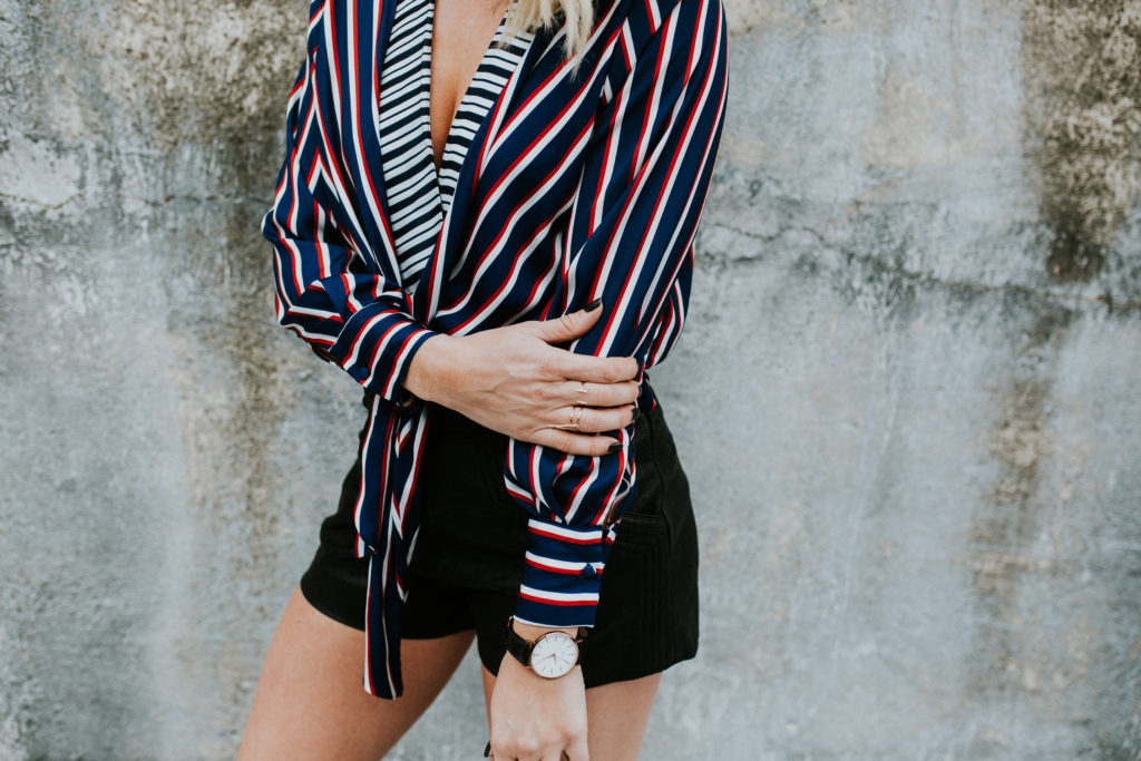 Zara STRIPED BODYSUIT WITH FRONT KNOT