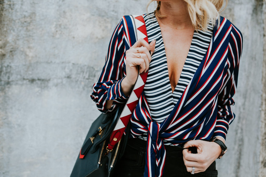 Zara STRIPED BODYSUIT WITH FRONT KNOT